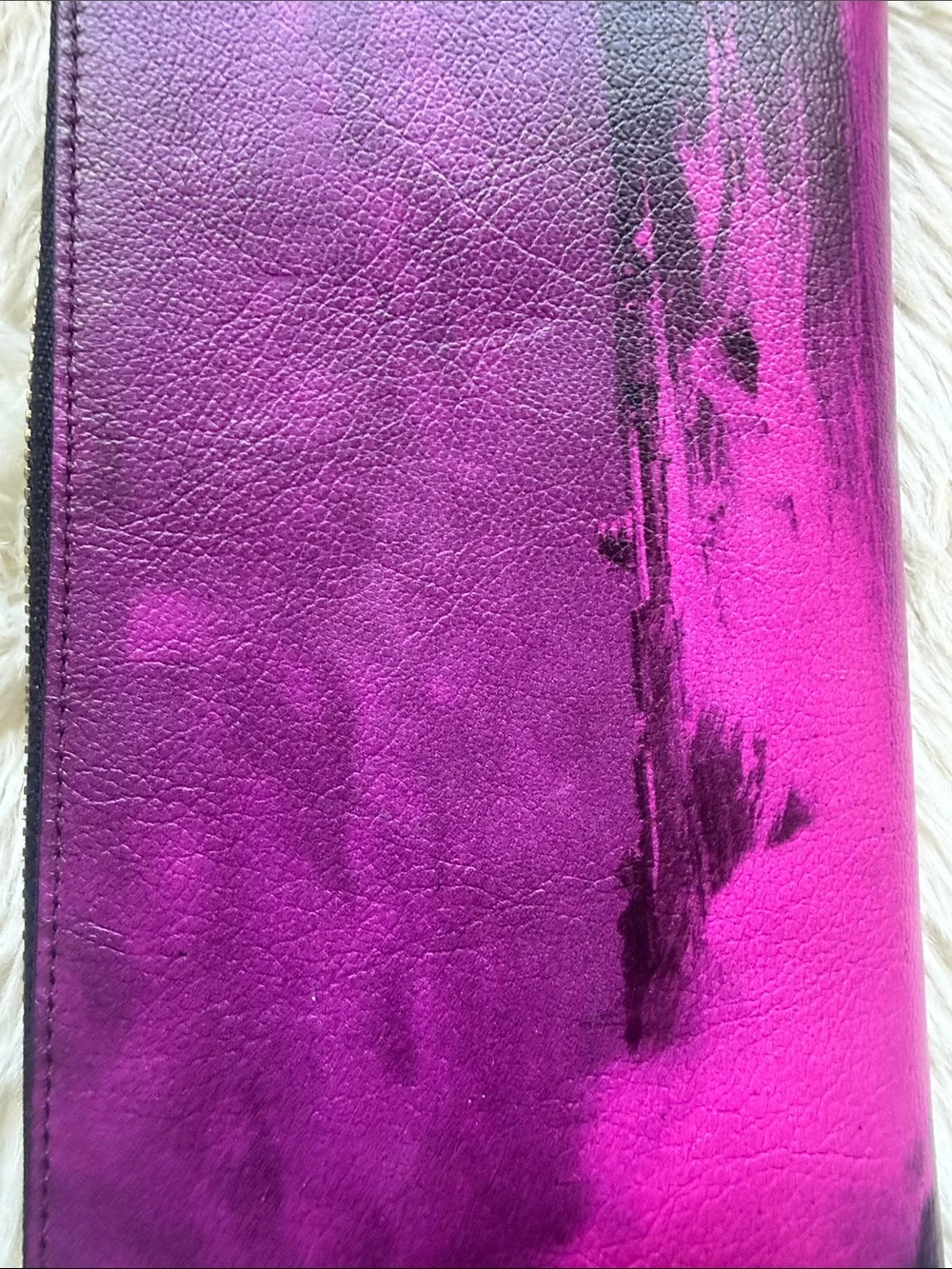 Paul Smith Purple and Black Palm-Print Zip Wallet